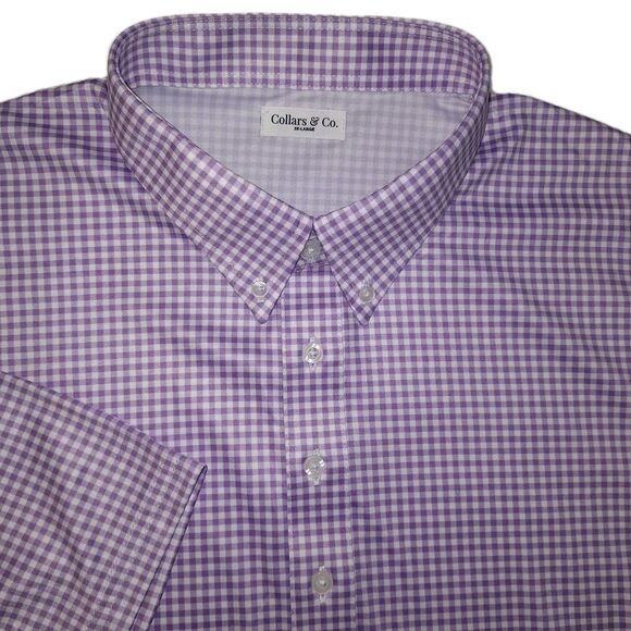 Collars & Co. Other - Collars & Co Mens Dress Collar Polo Sz 3XL Purple White Gingham Golf NWOT
